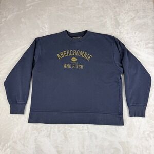 VTG Abercrombie & Fitch Sweatshirt Mens L Navy Crewneck Football Boxy Y2K Street